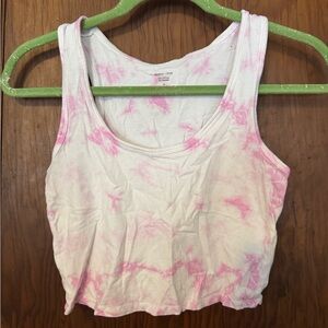 White and pink tye dye cropped tank